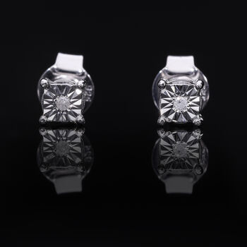 Wei&szlig;e Diamant Ohrringe, 925 Silber platiniert