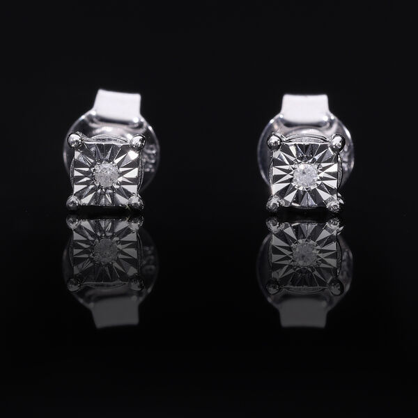 Wei&szlig;e Diamant Ohrringe, 925 Silber platiniert image number 3