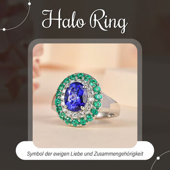 RHAPDOSY AAAA Tansanit, Kolumbianischer Smaragd und VS Diamant-Ring in 950 Platin - 3,29 ct.
