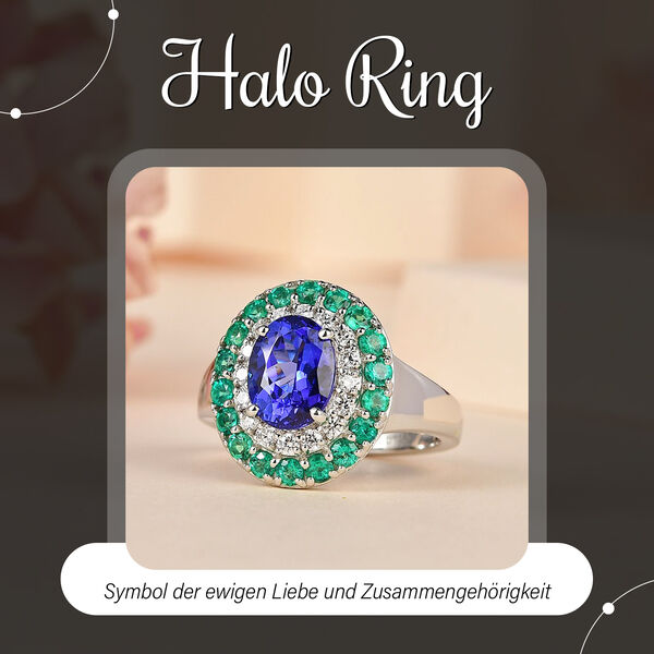 RHAPDOSY AAAA Tansanit, Kolumbianischer Smaragd und VS Diamant-Ring in 950 Platin - 3,29 ct. image number 2