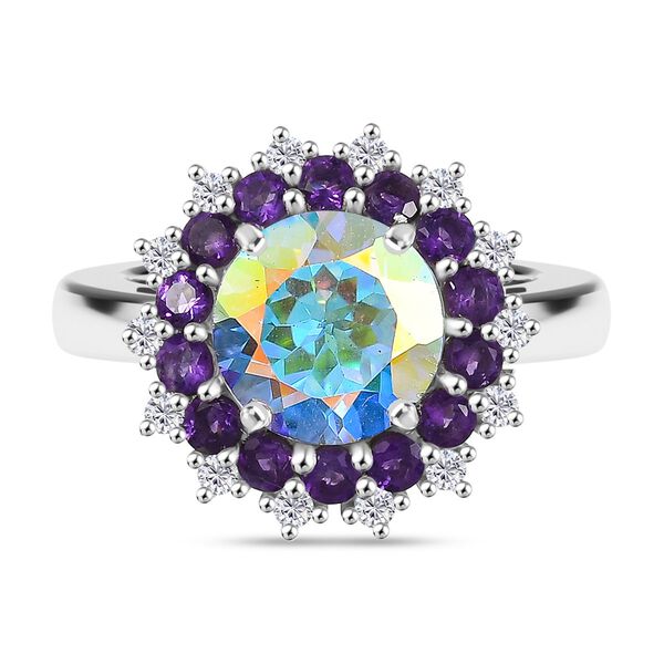 D'Joy Merkur mystischer Topas, Afrikanischer Amethyst Ring 925 Silber rhodiniert (Gr&ouml;&szlig;e 18.00) ca. 5,89 ct