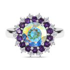 D'Joy Merkur mystischer Topas, Afrikanischer Amethyst Ring 925 Silber rhodiniert (Größe 18.00) ca. 5,89 ct