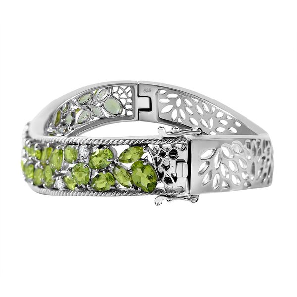 AA Nat&uuml;rlicher Peridot Armreif ca. 19 cm 925 Silber rhodiniert ca. 15.12 ct image number 2