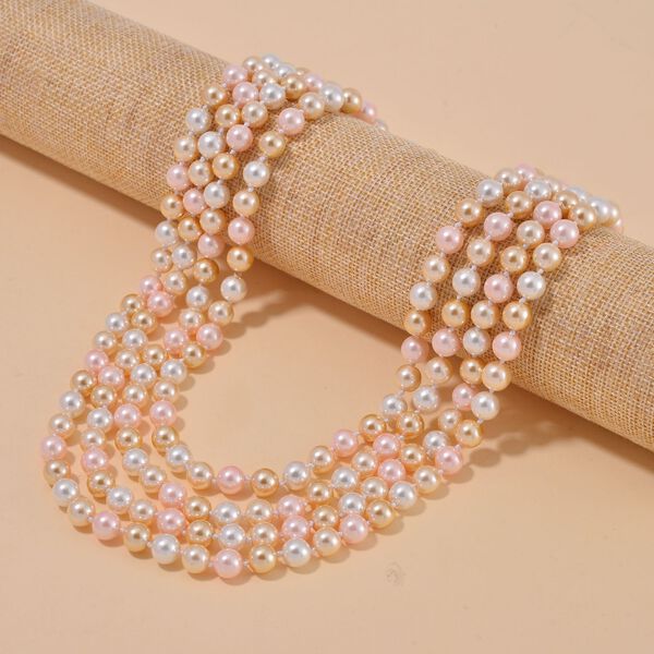 Mehrstr&auml;ngige mehrfarbige Muschelkernperlen 255cm Halskette image number 2