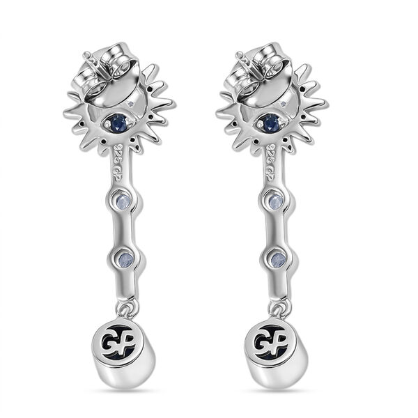 GP - Kyanit, Kanchanaburi Blauer Saphir Ohrringe 925 Silber Rhodiniert und 750 Gelbgold Vermeil ca. 1,02 ct. image number 5