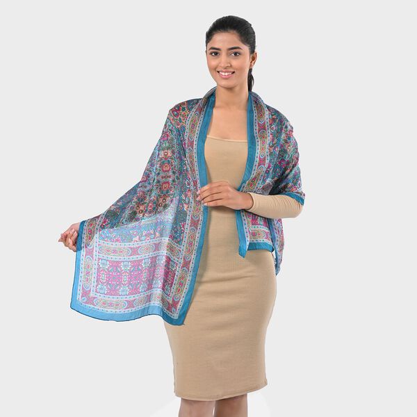 Geldbörsen-Set mit Vogel-Muster und bedruckter Schal aus 100% Seide image number 8