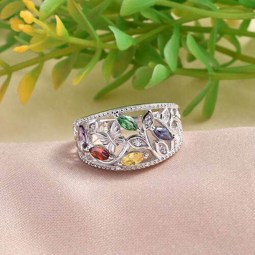 Mehrfarbiger Zirkonia,Weißer Zirkonia Ring, Messing (Größe 17.00) image number 1