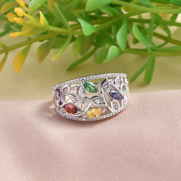 Mehrfarbiger Zirkonia,Wei&szlig;er Zirkonia Ring, Messing (Gr&ouml;&szlig;e 17.00) image number 1