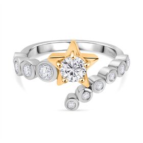 D’joy Moissanit Ring 925 Silber platiniert und vergoldet (Größe 18.00) ca. 0,79 ct