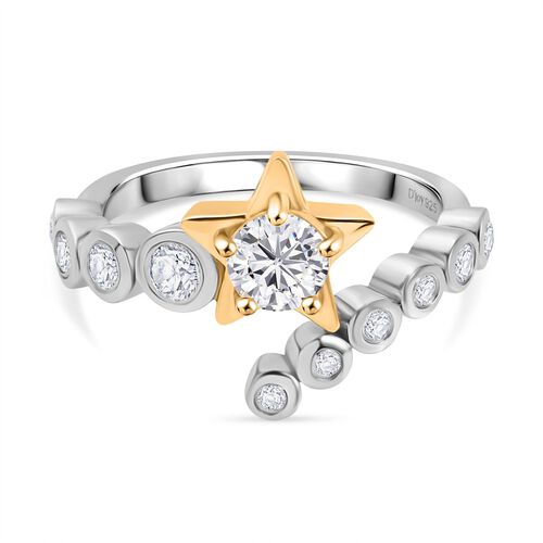 D’joy Moissanit Ring 925 Silber platiniert und vergoldet (Größe 17.00) ca. 0,79 ct image number 0
