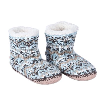 1 paar rutschfeste und gestrickte Hausschuhe mit Fellfutter, Größe S, Tribal