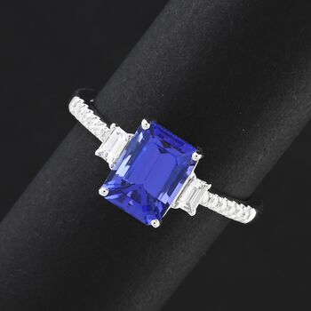 RHAPSODY zertifiziert und gepr&uuml;ft AAAA Tansanit und VS-EF Diamant Ring in 950 Platin - 2,05 ct.