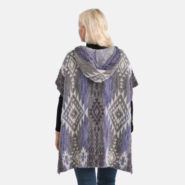  La Marey signature Printed pattern with hoodie ponchos image number 2