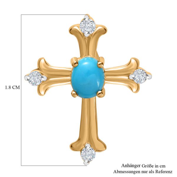 AA Sleeping Beauty T&uuml;rkis, Moissanit Anh&auml;nger 925 Silber Gelbgold Vermeil ca. 0,46 ct. image number 6