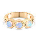 Natürlicher Äthiopischer Opal und Zirkon Ring 925 Silber 585 Vergoldet image number 1