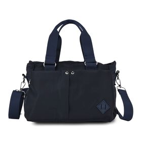 Umhängetasche mit mehreren Reißverschlussfächern, abnehmbarem Schulterriemen und Tragegriffen, Größe 26x11x20 cm, Marineblau