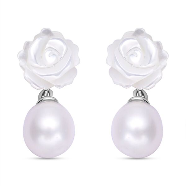 Jardin Kollektion - S&uuml;&szlig;wasserperlen und wei&szlig;e Perlmutt-Ohrringe