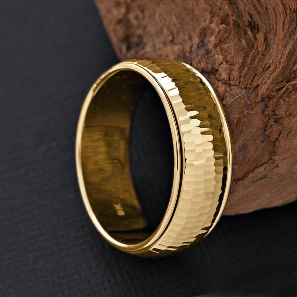 Royal Bali Kollektion- Strukturierter Bandring in 375 Gelbgold image number 6