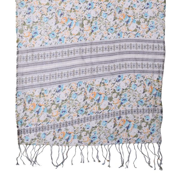 Bedruckter Schal mit Quasten, 55x195+10 cm, Grün image number 4