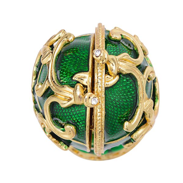 Tablettendöschen mit weißen Kristallen, emailliert, 6x3,5x7 cm, Grün image number 4