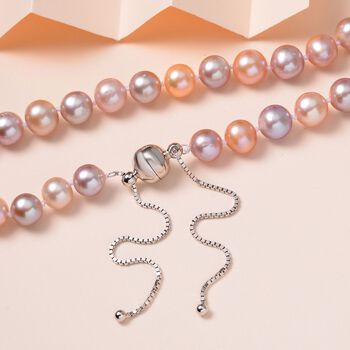 Mehrfarbige S&uuml;&szlig;wasser Perle Halskette ca. 45 cm 925 Silber rhodiniert