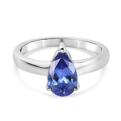 Tansanit Solitär Ring 925 Silber Platin-Überzug image number 0