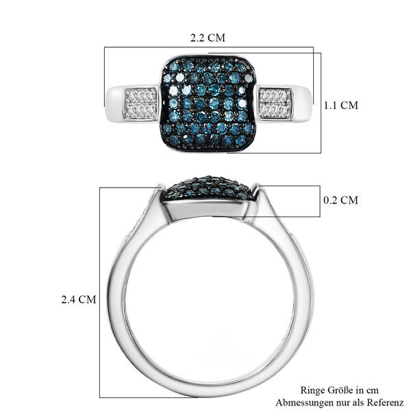 D'Joy Weißer Diamant, Blauer Diamant Ring 925 Silber rhodiniert (Größe 17.00) ca. 0,48 ct image number 6