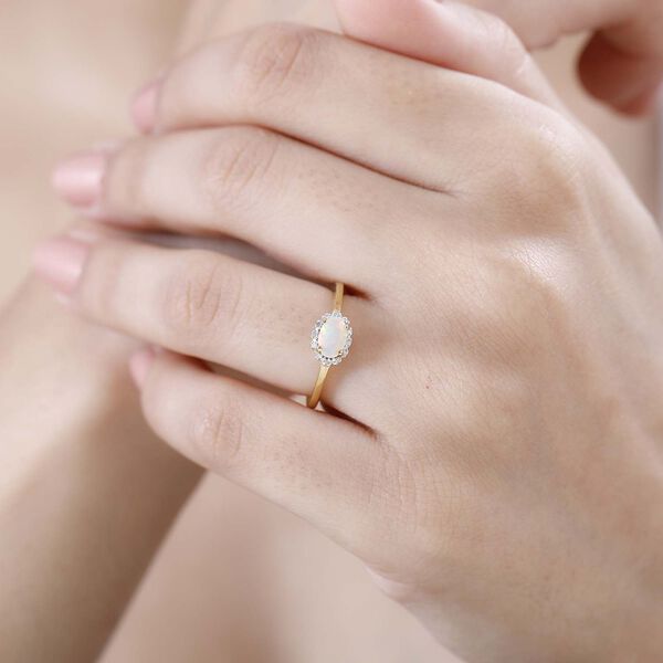 Natürlicher, äthiopischer Opal und Diamant Ring - 0,32 ct. image number 4