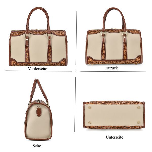 Grand Pelle  - Echtleder Umhängetasche, 34,5x15x21 cm, beige image number 5