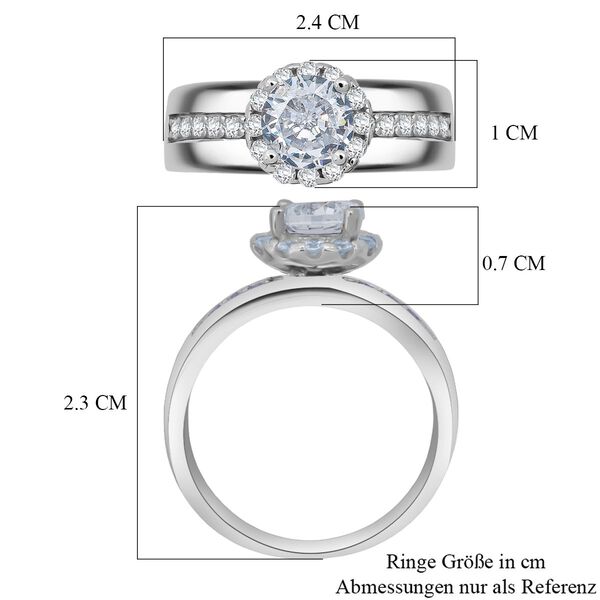 LUSTRO STELLA weißer Zirkonia Solitär-Stil-Ring image number 6