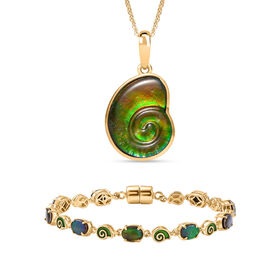 D'Joy Ammolit 19cm Armband und Anh&auml;nger mit 50cm Kette