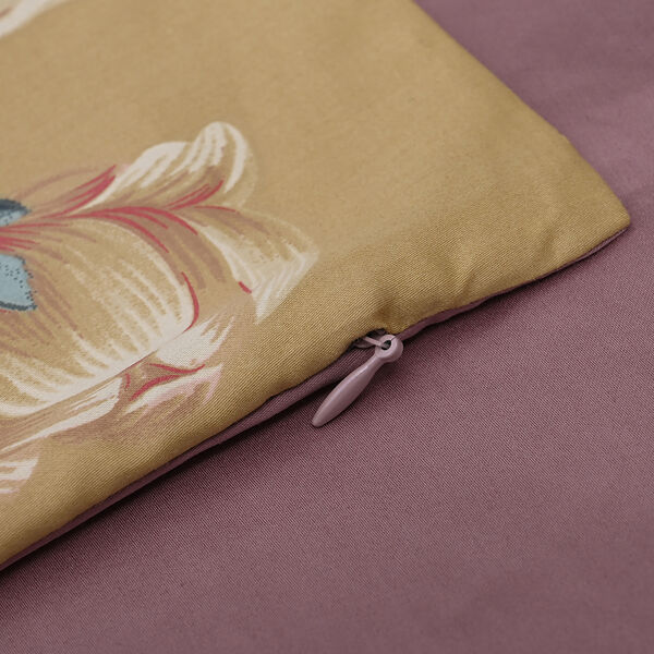 SERENITY NIGHT: 3er-Set - Seidensteppdecke und 2 Kissenbez&uuml;ge, Blumenmuster, Senf und Mauve&nbsp; image number 6
