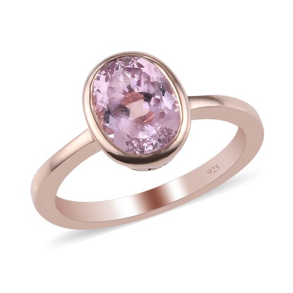 Martha Rocha Kunzite Solit&auml;r Ring 925 Silber Rosegold image number 3