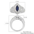 Masoala Saphir (Fissure gefüllt) und Zirkon Ring 925 Silber platiniert image number 6