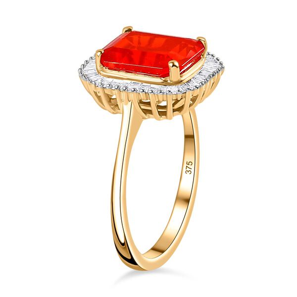 AAAA Purpurroter Feueropal und Diamant Ring in 375 Gold &ndash; 2,75 ct. image number 7