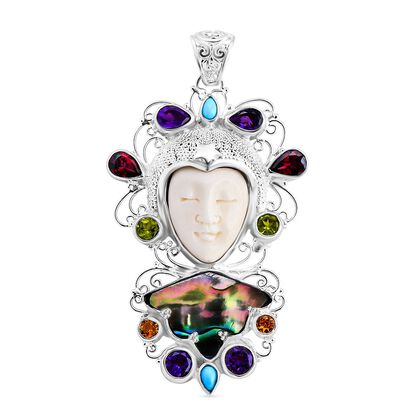 Royal Bali - Rhodolith Granat, Afrikanischer Amethyst Anh&auml;nger 925 Silber ca. 7,82 ct.