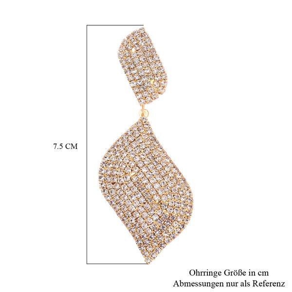 Blatt-Design Wei&szlig;e Kristall Chandelier Ohrringe, Nickelfreies Messing, goldfarben image number 4