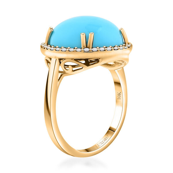 LUXORO zertifiziert und gepr&uuml;ft AAA Sleeping Beauty T&uuml;rkis und Diamant Halo Ring in 417 Gold - 8,65 ct. image number 4