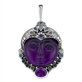Sajen Silber - Afrikanischer Amethyst Anhänger, 925 Silber ca. 32.26 ct