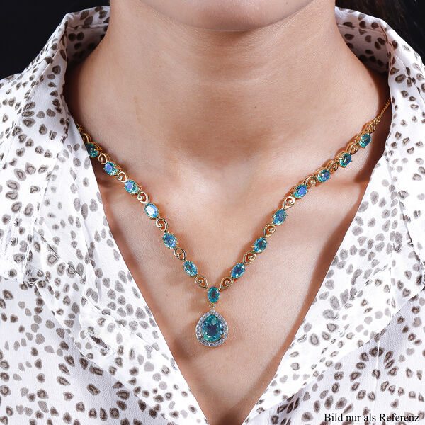 Pfau Triplett Quarz-Halskette, ca. 45 cm, 925 Silber vergoldet ca. 19,18 ct image number 3