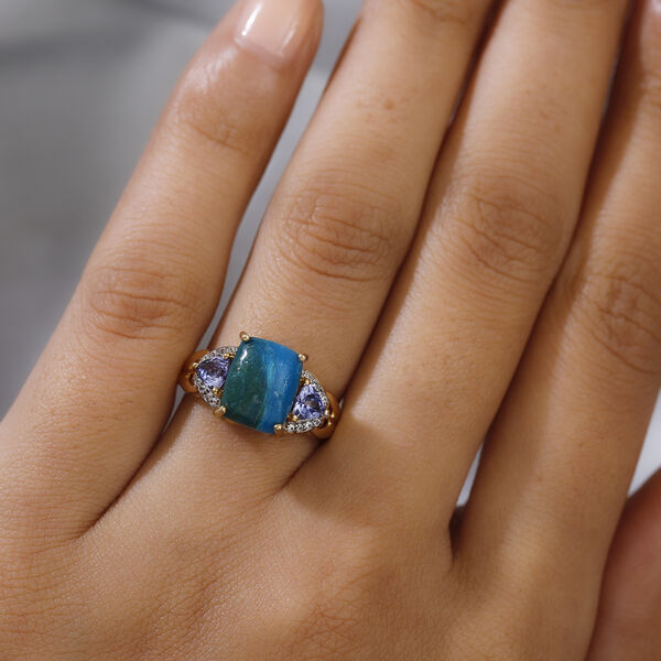 Opalina und Tansanit Ring 925 Silber vergoldet  ca. 3,22 ct image number 3