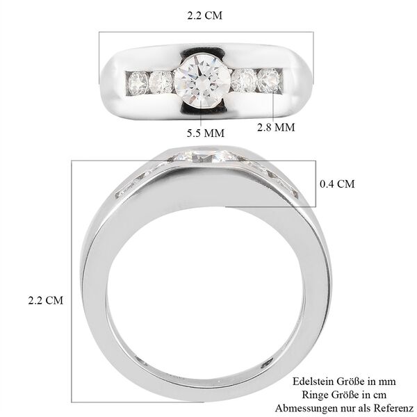 LUSTRO STELLA Hergestellt mit ZIRKONIA Ring 925 Silber Platin-&Uuml;berzug (Gr&ouml;&szlig;e 16.00) ca. 1,81 ct image number 6