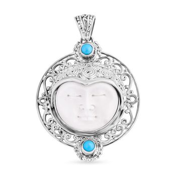 Royal Bali - Sleeping Beauty T&uuml;rkis, Ochse Knochen Anh&auml;nger, 925 Silber ca. 0.61 ct