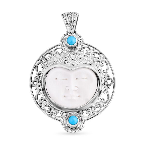Royal Bali Kollektion- Sleeping Beauty T&uuml;rkis und Ochsenknochen-Anh&auml;nger - 0,61 ct.