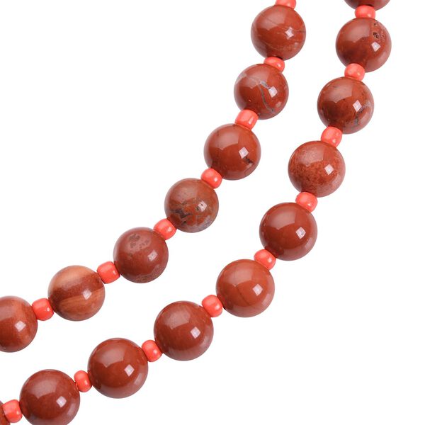 Rote Jaspis und Glas Halskette, ca. 45 cm, ca. 182,50 ct image number 4