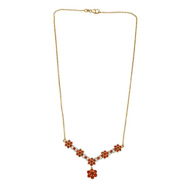 D'Joy AAA Blaze Feueropal Halskette ca. 45 cm 925 Silber 750 Gelbgold Vermeil ca. 3,94 ct. image number 4