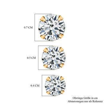 LUSTRO STELLA 3er-Set AA wei&szlig;e Zirkonia Ohrringe, , 925 Silber vergoldet