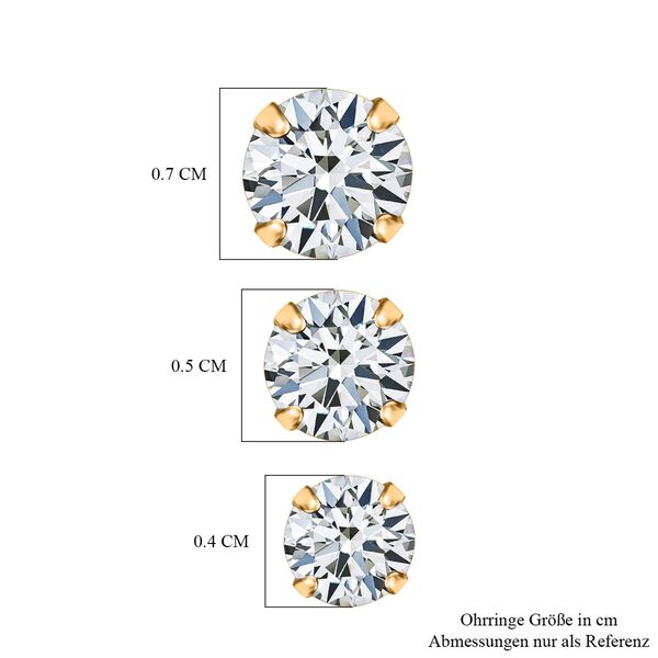 LUSTRO STELLA 3er-Set AA wei&szlig;e Zirkonia Ohrringe, , 925 Silber vergoldet image number 2