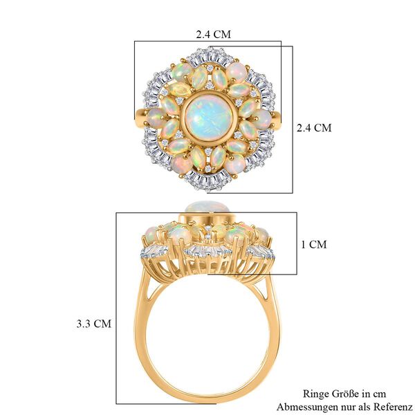 Ballerina Bloom AA Nat&uuml;rlicher, &auml;thiopischer Welo Opal Ring 925 Silber 750 Gelbgold Vermeil (Gr&ouml;&szlig;e 20.00) ca. 3.11 ct image number 7