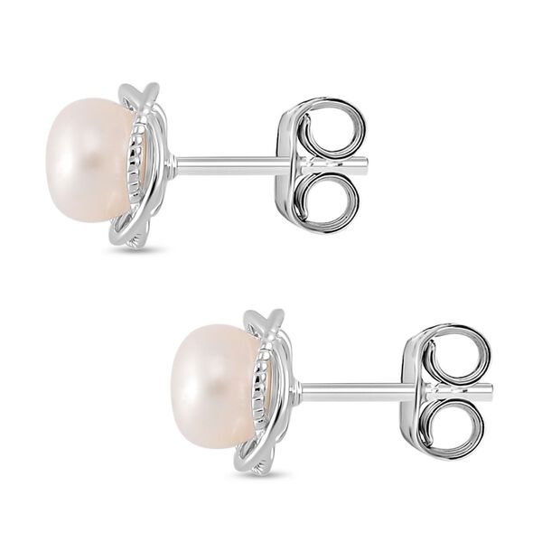 Wei&szlig;e S&uuml;&szlig;wasser Perle (5-7 mm) Ohrringe 925 Silber rhodiniert image number 4